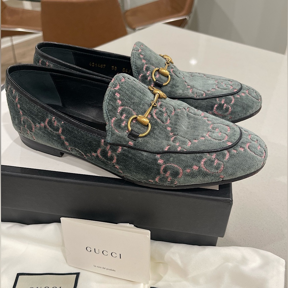 Authentic Gucci velvet loafers.